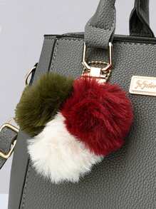 大容量毛球装饰小钱包女士手提包，商务休闲单肩包，母亲节礼物，适合职业女性、OL，非常适合工作、商务、通勤、上学等场合。 - 深灰色 - 查看 10