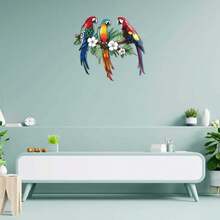 [Charming Iron Parrot Sculpture] 11.81" Iron Metal Parrot Wall Art - Charming Sculpture For Indoor & Outdoor Decor - Living Room, Patio, Or Balcony