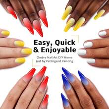 Sponge Pat Paint Nail Gel, 9 Colors Ombre Nails Gradient Gel Nail Blush Blooming Aura Nails Drawing Stripper Floral Painting Nail Art, No Wipe, UV/LED Curing (9 Colors H) - 白色 - 查看 10