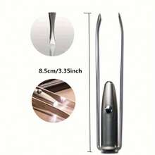 Upgraded LED Lighted Eyebrow Tweezers - Portable Precision Makeup Tool, Smart Design For Perfect Eyebrow Shaping And False Lash Application, Battery Powered, Makeup Tool | Slim Eyebrow Design | Includes Button Battery - Silver - View 9
