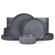 18 Pieces Dinner Sets For 6 People, Stoneware Dinnerware Sets With Dinner Plates/Salad Plate/Cereal Bowls, Dishwasher & Microwave Friendly, Cappuccino White