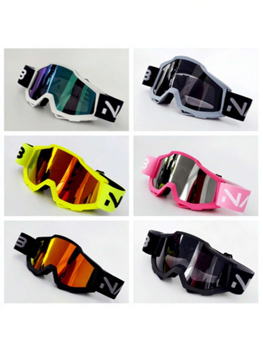 1pc Outdoor Sports Goggles For Off-Road Riding With Adjustable Anti-Slip Elastic Strap Glasses Motorcycle Windproof Glasses, Off-Road Windproof Goggles, Motorcycle Goggles, Adjustable Ski Goggles, Snowmobile Goggles, Anti-Slip Silicone Elastic Bands, Outdoor Transportation - Multicolor - View 1