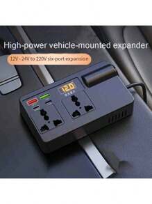 TISIFANG Car Power Inverter 12V-24V With USB Ports & Digital Voltage Display, Cigarette Lighter Adapter For Cars, RVs, And More