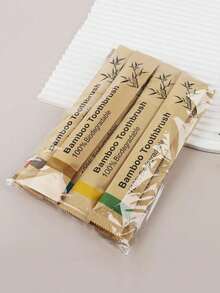 10pcs Disposable Bamboo Toothbrush, Soft Bristles & Hard Bristles - Brown - View 4