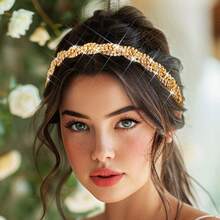 Gold Elastic Rhinestone Headbands Sparkly Crystal Headpiece Hair Accories