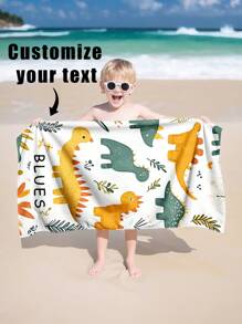 1pc Customized Text Bath Towel Beach Towel, 240GSM, Personalized Towel, Kids Towel, Pool Towel, Bathroom Towel, Holiday Gift, Beach Towel, Outdoor Travel, Beach Essential, Beach, Pool, Bathroom, Swimming Hall
