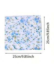 7pcs Blue Floral & Polka Dot Craft Fabric Bundle - 10" X 10" Squares For DIY Sewing, Scrapbooking, And Quilting, Hand Wash Only, Sewing Supplies Accessories - 藍色 - 查看 6