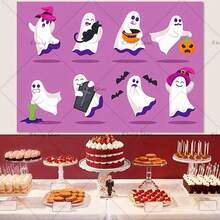 1pc/3PCS Wall Art Poster Optional Frame Happy Halloween Backdrop Horror Moon Pumpkin Witch Bat Castle A Little Boo Is Almost Due Baby Photography Background Party Decor Home Decor Halloween Decor Room Decor - Multicolor - View 9