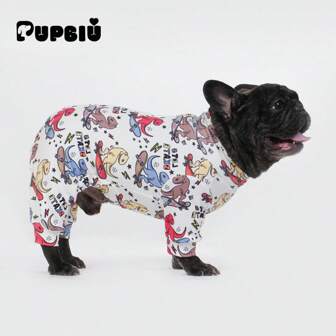 PUPBIU PUPBIU Dog Pajama, Ultra-Soft And Stretchable, Dog Recovery-Suit, Dog PJ For Small Medium And Large Breeds - All Over Printing Style Cool Cartoon Dinosaur Pattern, S-6XL