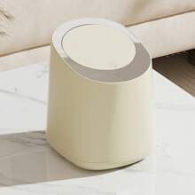 Desk Trash Can Large Capacity Modern Table Waste Bin With Press Opening Lid For Living Room Car Office