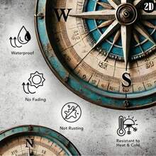 1pc 8x8 Inch Round Vintage Compass Metal Sign - High Definition Printing, Scratch-Resistant And UV-Resistant, Suitable For Home, Office And Cafe Decor - Waterproof And Rust-Proof, With Pre-Drilled Holes On Top, Bottom, Left And Right, Home Decor ,Room Decor,Wall Decor Gifts Birthday Graduation - 彩色 - 查看 5