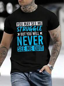 Camiseta de Hombre Cómoda Cuello Redondo Casual Algodón Mangas Cortas Suave Transpirable Top Ropa de Hombre Camiseta Verano Primavera Ropa de Calle Tela de Algodón Impresión de Letras a la Moda - Negro - Ver 2