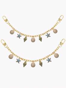 2 件装 Superdant 海洋主题钱包，带延长链，带海星和贝壳饰物，多种颜色可选，包包吊坠包包饰物吊坠包链包链饰物绳包包吊坠包包饰物装饰吊坠包包装饰钥匙扣包链配件包