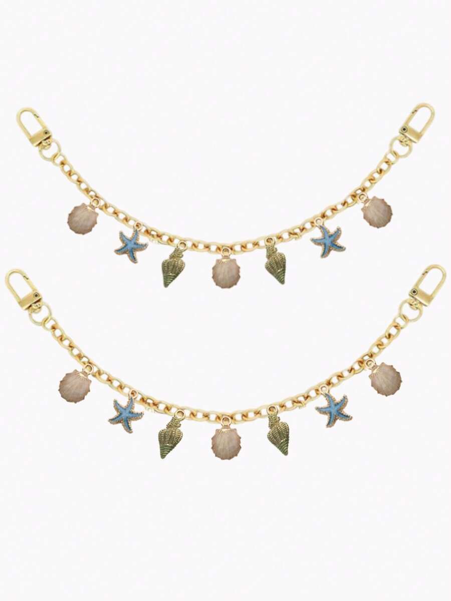 2 件装 Superdant 海洋主题钱包，带延长链，带海星和贝壳饰物，多种颜色可选，包包吊坠包包饰物吊坠包链包链饰物绳包包吊坠包包饰物装饰吊坠包包装饰钥匙扣包链配件包