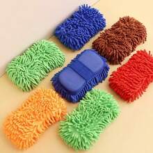 6pcs Set Of Extra Thick Extra Large Chenille Car Wash Sponges And Towels, Includes 1 Cleaning Sponge With Glove And 5 Soft Super Absorbent Microfiber Towels - Super Absorbent, Scratch-Free And Reusable - For Car, Home And Kitchen