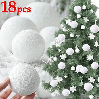 1pc/6pcs/18pcs White Foam Christmas Ball Ornaments, Christmas Decorations, Christmas Tree Decorations Home Decor Room Decor Winter Christmas Decorations Home Christmas Gifts Christmas Decor