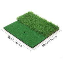 Mini Dual-Turf Golf Hitting Mat Golf Practice Mat With 2 Grass Types For Swing Detection Batting(30*30cm)