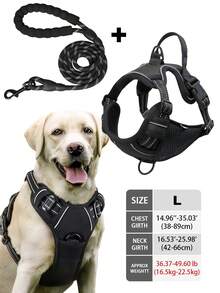 High Reflective Dog Harness Leash Collar Set, Adjustable Padded Dog Vest, Reflective Non-Obstructive Pet Oxford Vest With Front & Back Easy Control Handles, Comfortable, No-Choke Design Pet Vest Leash Collar Set - Ideal Choice For Outdoor Adventure, Multiple Sizes - Suitable For Small, Medium And Large Pets (If In Doubt Between 2 Sizes, Opt For The Larger Size As It Can Be Adjusted)