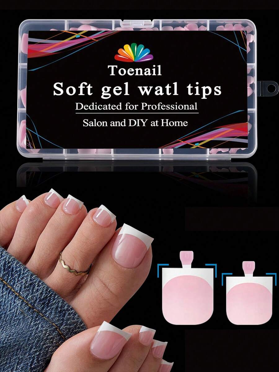 150片哑光法式美甲贴纸，粉白法式美甲贴纸，方形，女士适用，软胶假指甲，可卸除，居家DIY，15种尺寸，适合夏季美甲装饰，按压式美甲贴，美甲用品 - 粉色 - 查看 1