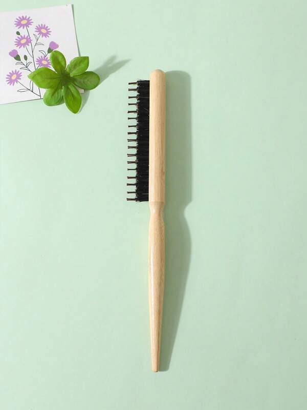 1pc Nylon Rat Tail Brush Set For Women: Salon-Pro Solid Wood Handle With Natural Bristle & Nylon Teeth Triple Row Brushes For Root Volumizing, Back Combing & Scalp Massage - Luxury Hair Styling Tool,Back To School,Travel Holiday Essentials,Hair Accessories For Women