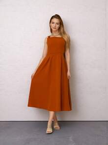 Tailored Dress With Cups Fashion Items!!! - Burnt Orange - View 1