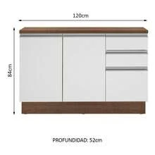 Gabinete Bajo Cocina Madesa Glamy 120cm Sin Encimera Color M - Marrón y Blanco - Ver 3