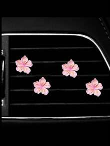 5pcs Cherry Blossom Car Air Vent Clips, Car Accessories Floral Air Vent Decorations - Multicolor - View 18