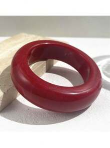 1 Peça Pulseira de Resina Vermelha Vintage, Bracelete Geométrico Minimalista de Moda Tie Dye Vermelho para Mulheres