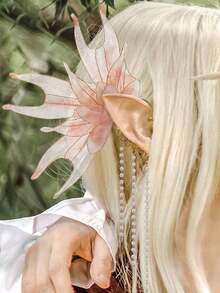 Women Fairy Ear Cuffs Beautiful Clip-On Mermaid Earrings Fashion Ear Cuffs Cosplay Accessories - Hồng - Xem 1