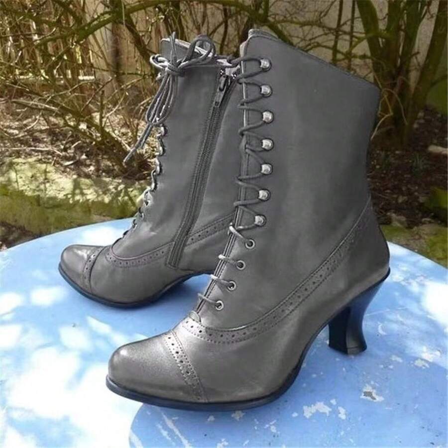 Women Over-The-Knee Boots - Grey - View 1