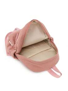 Lightweight Compact Mini Corduroy Solid Color Backpack, Suitable For Teenagers, Boys And Girls, Work, Commuting, Back To School