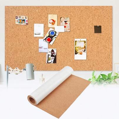 1卷自粘软木板贴纸，适用于墙面，厚度1-2毫米，装饰性悬挂式软木板，家庭/学校留言板和愿景板