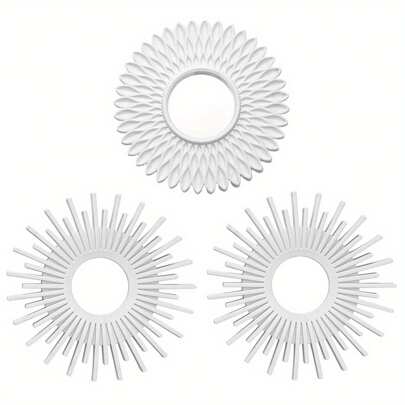 Wall Mirrors Pack Of 3 Round Gold Mirrors For Living Room, Home Decor And Bedroom | Hanging Wall Decoration Hallway | Small Shabby Chic Home Accessories Mounted | Gifts For Women And Mums