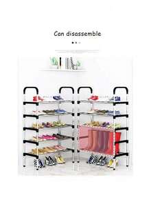 Estante Organizador de Zapatos 5-6 Niveles, Armable con Puerta, Ahorrador de Espacio para Hogar - Negro - Ver 6