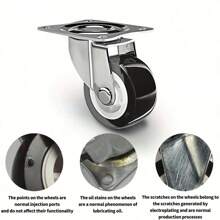 2/4件1.25英寸/2英寸重型脚轮，万向脚轮，家具五金，适用于各种电脑柜、办公柜、工作台、小型家具、储物箱、花架和推拉门 - 黑色 - 查看 8