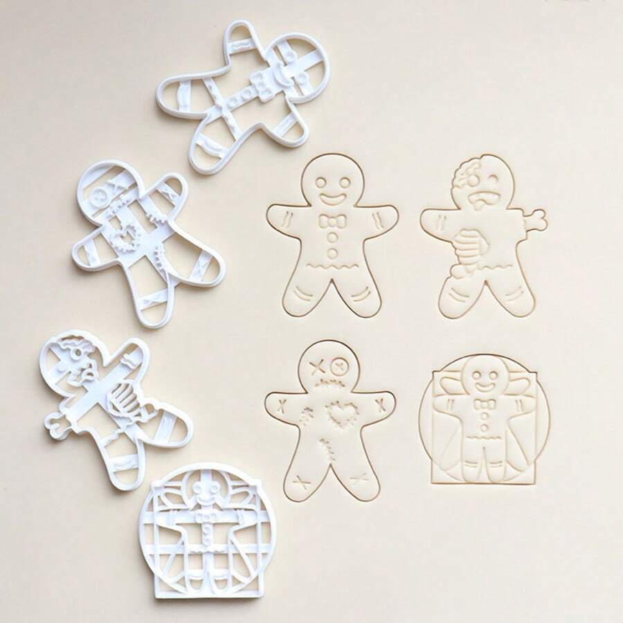 1 件圣诞姜饼人饼干模具 - 食品安全塑料模具，适用于 DIY 饼干和软糖、节日烘焙装饰。 - 白色 - 查看 1