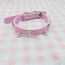 New Arrival-Stylish Adjustable PU Collar With Bell ,Choker Necklace,Anklet - Hồng - Xem 2
