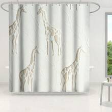 1 件复古长颈鹿纹理艺术印花防水浴帘/挂毯，奢华元素浴室装饰挂件，12 个挂钩，防水涤纶面料，可机洗，适用于酒店、公寓、家居，35 英寸 X 70 英寸、47 英寸 X 70 英寸、59 英寸 X 70 英寸、70 英寸 X 70 英寸秋季装饰浴室配件返校