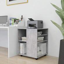 Larryhot Mobiletto con ruote grigio cemento 60x53x72 cm in legno ingegnerizzato, bello e pratico, ideale per riporre oggetti e decorare la casa - Grigio - Visualizzare 3