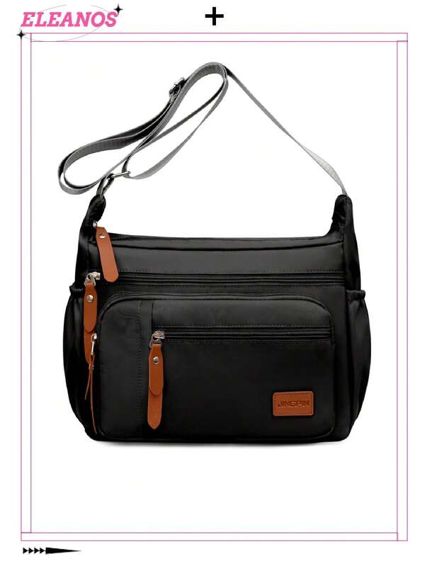Minimalist Casual Multi-Pocket Crossbody Bag, Smooth Zipper, Women's Fashion Daily Commute Shoulder Bag