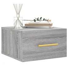 Larryhot Mesitas de noche de pared 2 piezas gris sonoma 35x35x20 cm, bonitas y prácticas, ideales para almacenaje y decoración del hogar - Gris - Ver 3