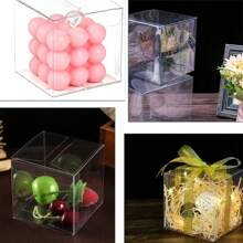 50 件透明塑料礼品盒，马卡龙纸杯蛋糕糖果香皂单独包装盒，适用于婚礼派对情人节新年 - 透明 - 查看 4
