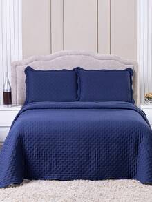 King Size Double-Sided Bedspread Kit 3 Pieces 400 Thread Count Micropercale With Pillowcase Soft Touch Luxury Balle