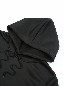 Sudadera con capucha para hombres - Sudadera roja vibrante con patrón valiente y texto inspirador, tela gruesa para otoño e invierno, estilo casual de calle para uso diario, equipo de otoño e invierno, diseño de patrón audaz - Negro - Ver 4