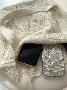 Minimalist Crochet Hollow Design Vacation Luxury Large Crochet Hollow Handbag - Spacious Woven Shoulder Bag, Backpack, Large Capacity, Portable, Suitable For Teenage Girls, College Students, Office Workers, Perfect For Work, Back To School, Middle School, High School, College, Vacation Backpack, Portable, Lightweight, Classic Casual, Suitable For Teenage Girls, Vacation, Holiday, Outdoor, Travel, Outdoor, Perfect For Back To School, College, High School, School, Beach And Travel Adventure - Multicolor - View 7