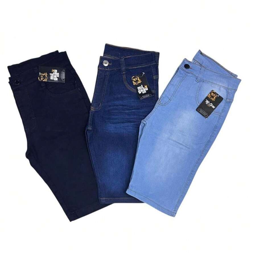 Kit 2 Men's Lycra Bermuda Jeans - Multicolor - View 1