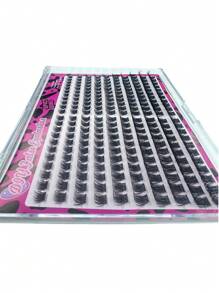 全新 220 簇 3D 蓬松 180D 混合柔软缎带分段假睫毛延长 DIY 单簇睫毛延长睫毛适合初学者、角色扮演、派对、约会 - 黑色 - 查看 4