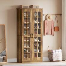 Tribesigns 68.9-Inch Tall Shoe Cabinet With Doors, 8-Tier Shoe Storage Cabinet With Adjustable Shelves, Modern Shoe Organizer Shoe Rack Cabinet For Entryway, Hallway, Closet, Living Room, Rustic Brown - 質樸棕色 - 查看 11