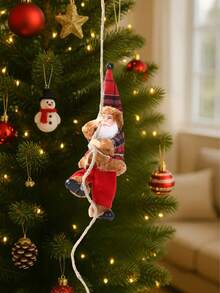 1 Stück Weihnachtsmann Christbaumschmuck, Weihnachtsanhänger mit Schnur, Kletterseil, Fröhliche Weihnachten Dekoration, Weihnachtsbaum Deko, Heimdekoration, Weihnachtsdekoration