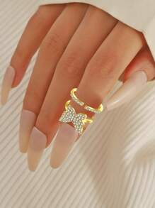 Anel feminino de zircônia cúbica com design simples e micropavimento, anel versátil para uso diário